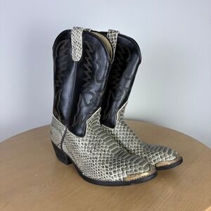 Laredo Women's‎ 5.5D Snakeskin Heeled Western Cowboy Boots Cowgirl Boho Rodeo
